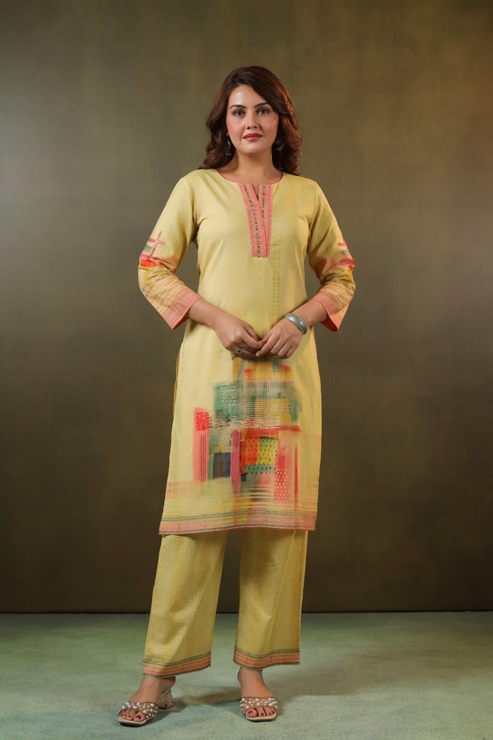 Kesar Yellow Cotton Coord Set