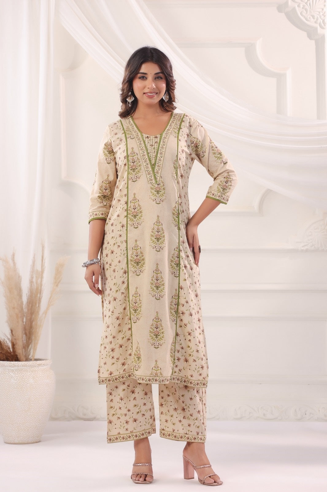 Eesha Brown Cotton Suit Set For Women