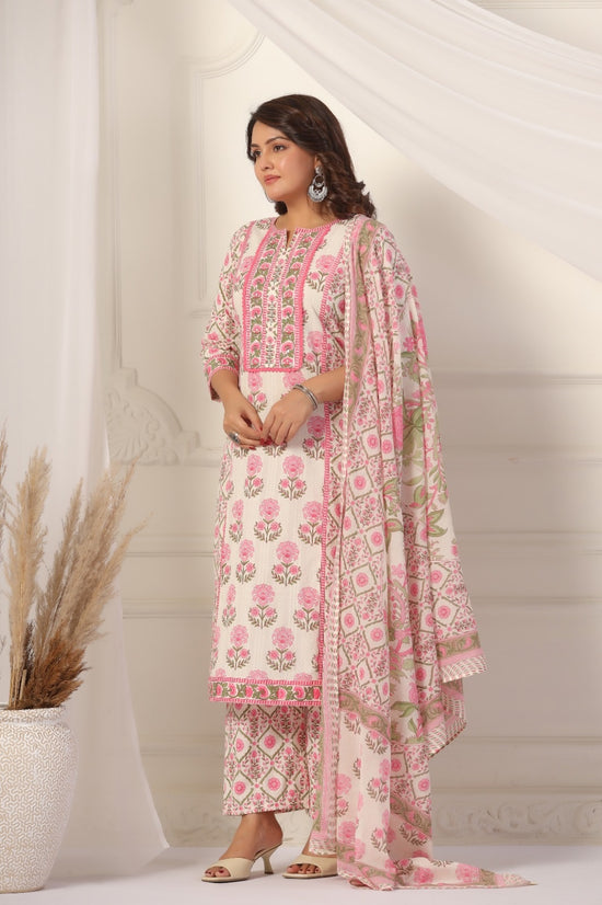 Kanchana Pink Cotton Suit Set For Women