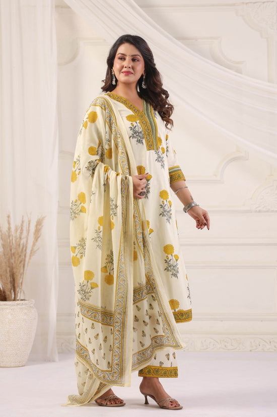 Shaila Yellow Cotton Salwar Suit Set For Women