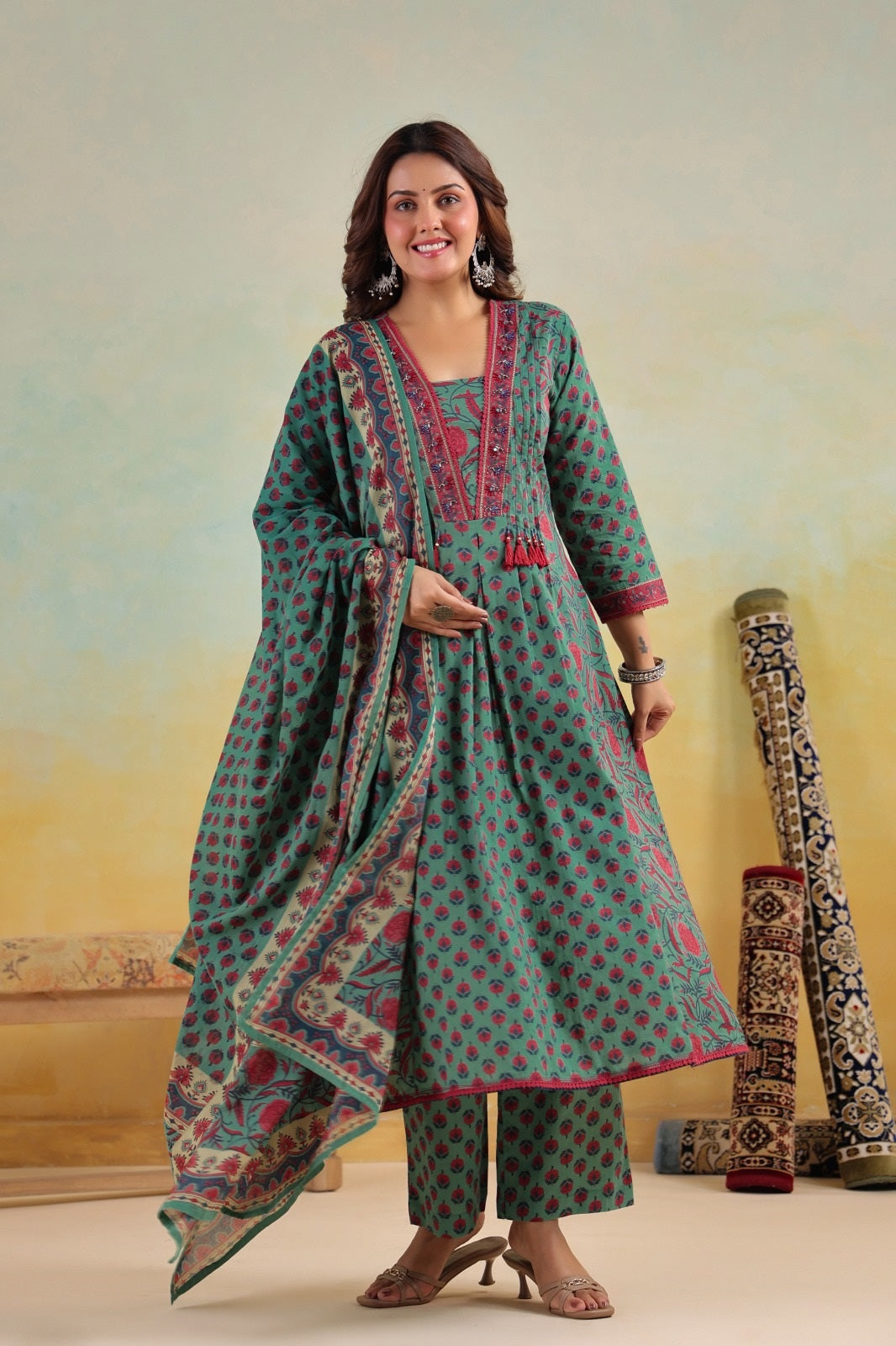 Nora Green Cotton A Line Suit Set