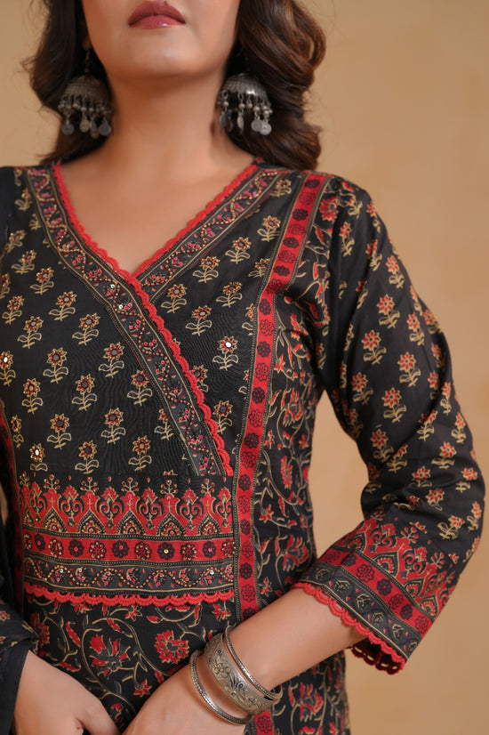 Aleeza Black Cotton Suit Set