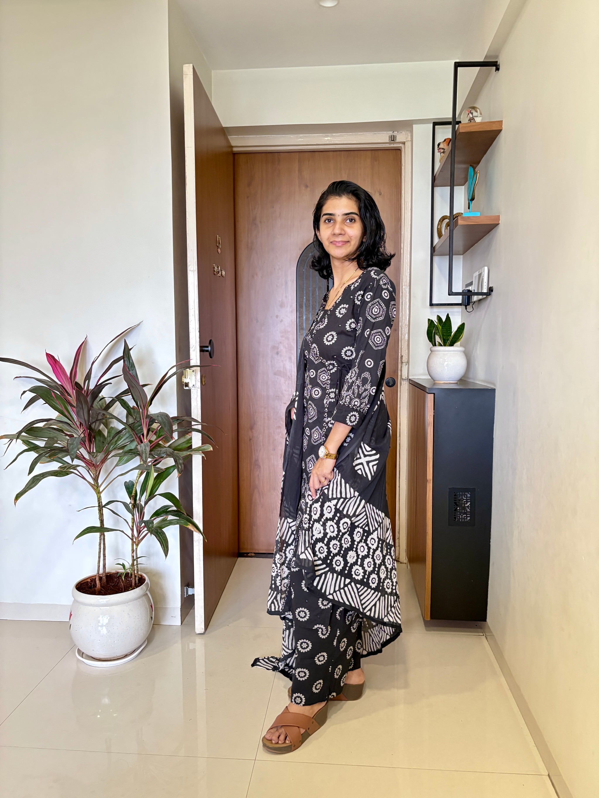Kalki Black Cotton Suit Set