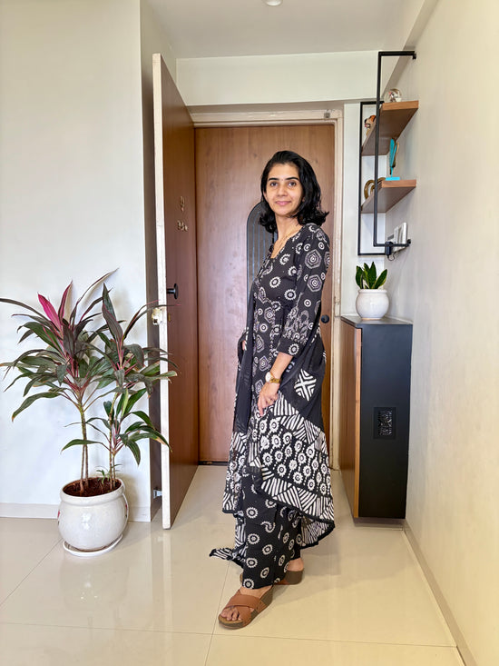 Kalki Black Cotton Suit Set