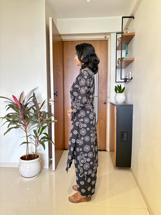 Kalki Black Cotton Suit Set