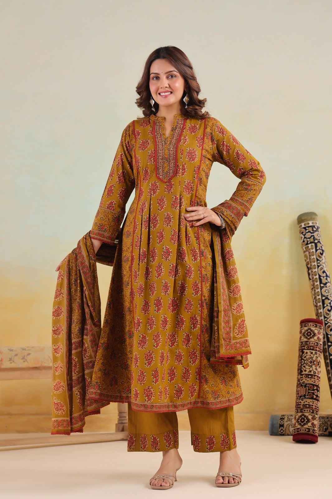 Mogra Mustad Premium Cotton A Line Suit Set