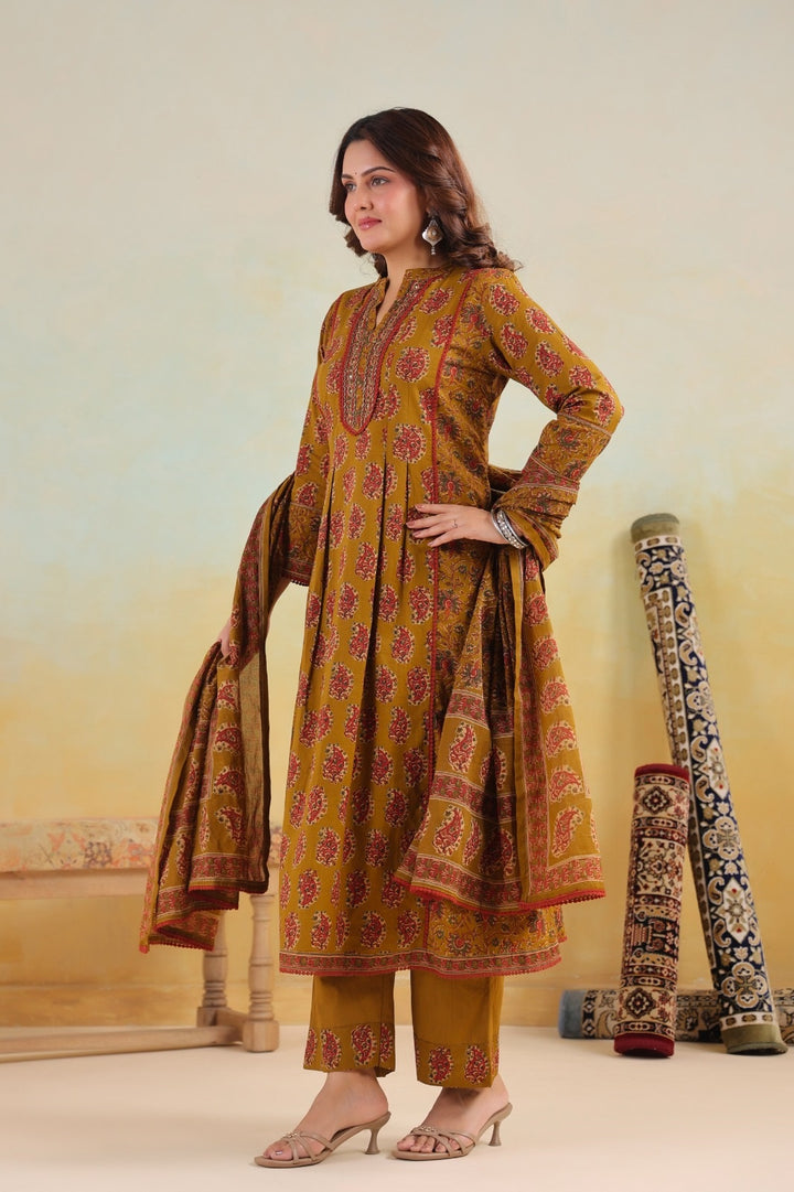 Mogra Mustad Premium Cotton A Line Suit Set