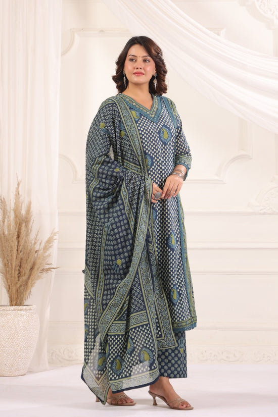 Madhavi Blue Cotton Salwar Suit Set For Women