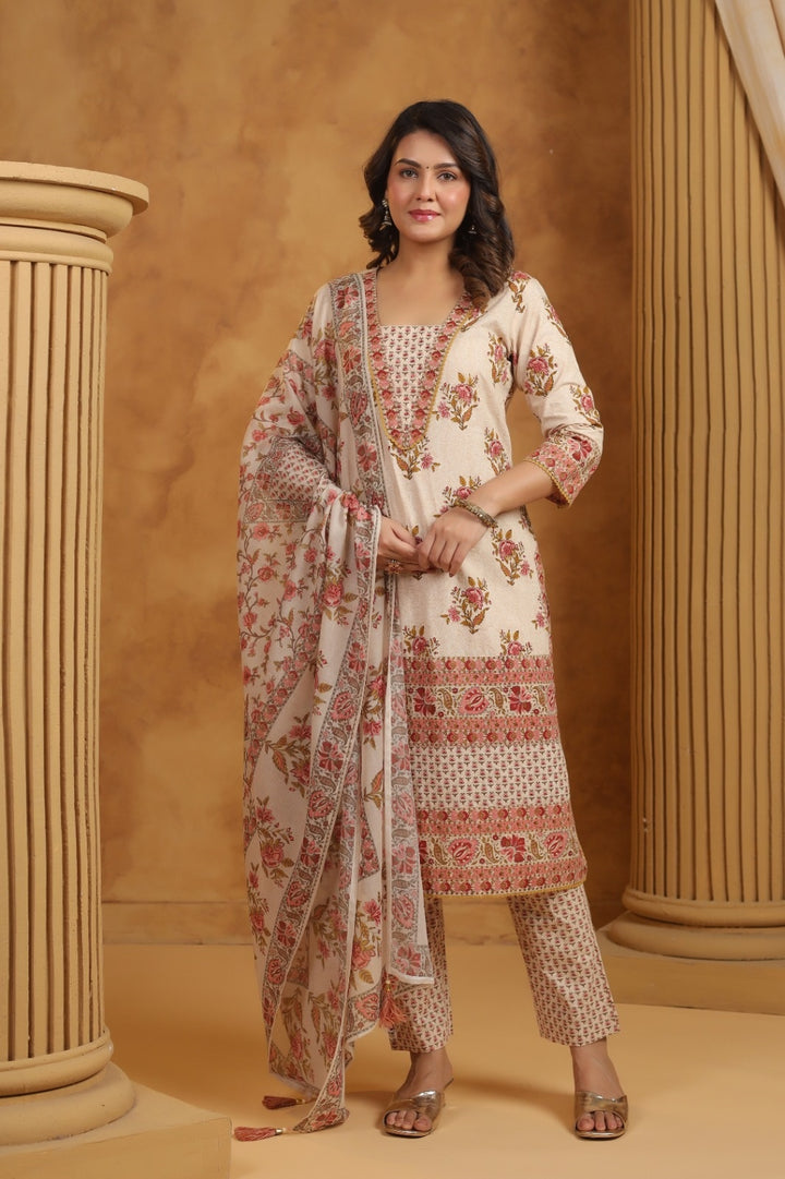 Roshni Maroon Premium Cotton Handblock Printed Suit Set