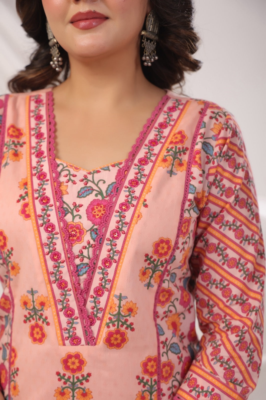 Mahek Peach Cotton Suit Set