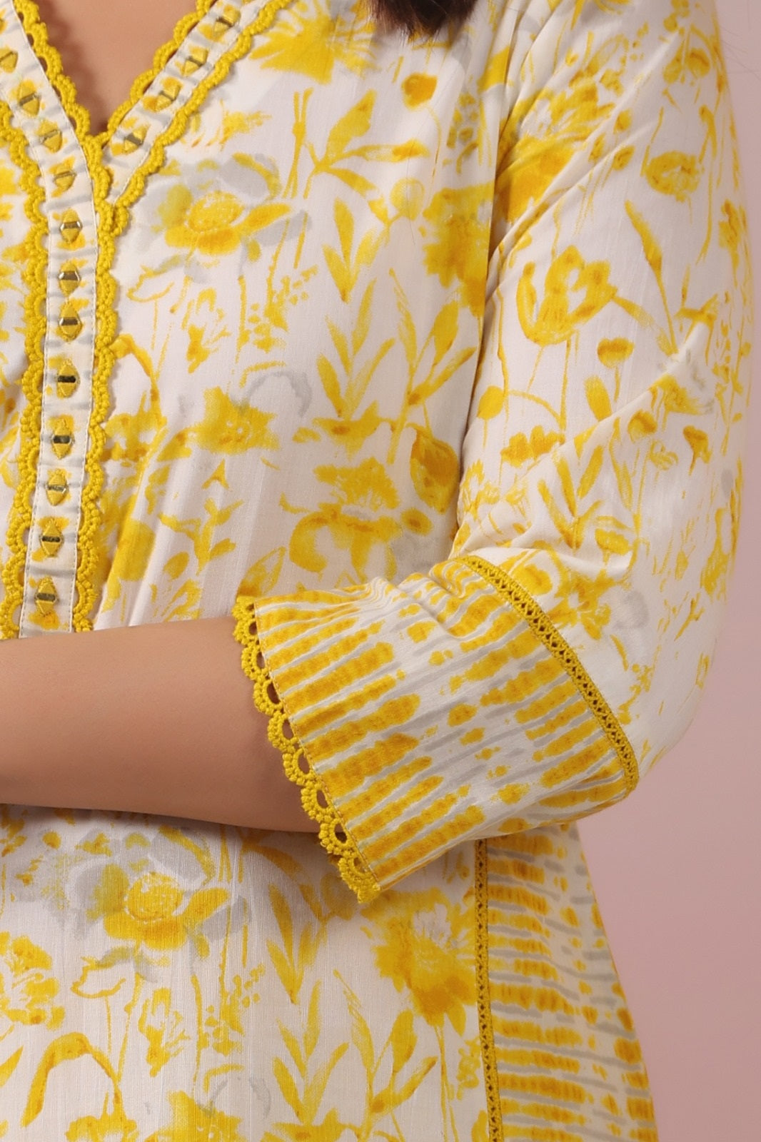 Nargis Yellow Cotton Suit Set