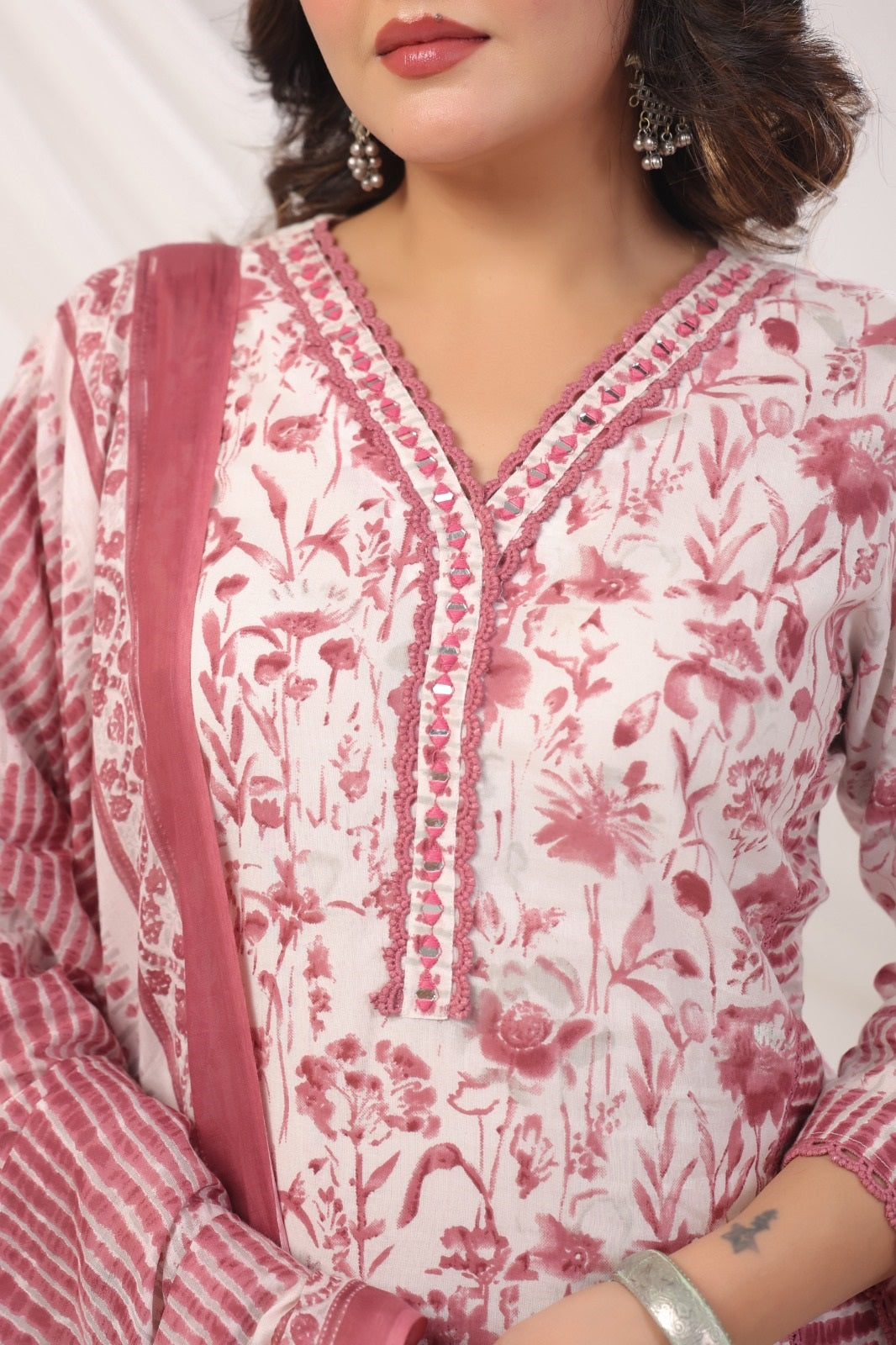 Fiza Pink(Rust) Cotton Suit Set
