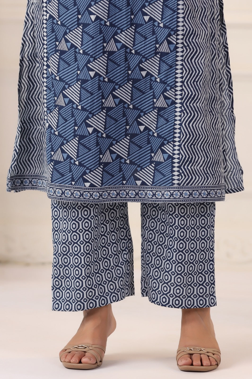 Jeevika Indigo Blue Cotton Suit Set For Women