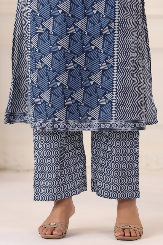 Jeevika Indigo Blue Cotton Suit Set For Women