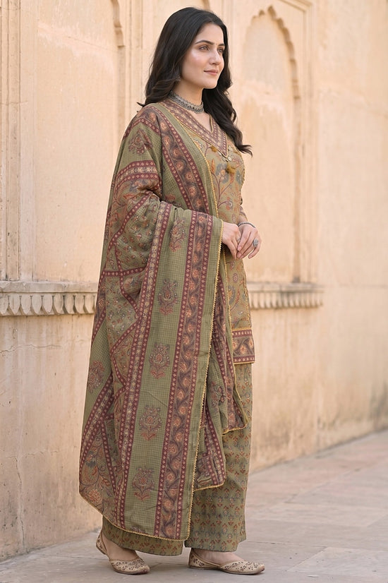 Shashi Green Cotton Farshi Salwar Suit Set