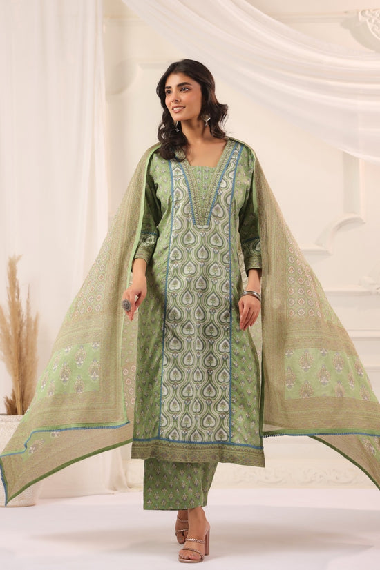 Aashvi Green Cotton Suit Set For Women