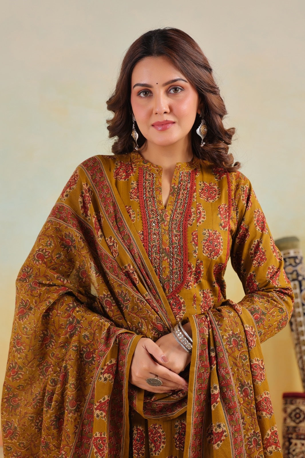 Mogra Mustad Premium Cotton A Line Suit Set