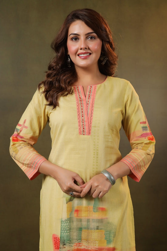 Kesar Yellow Cotton Coord Set