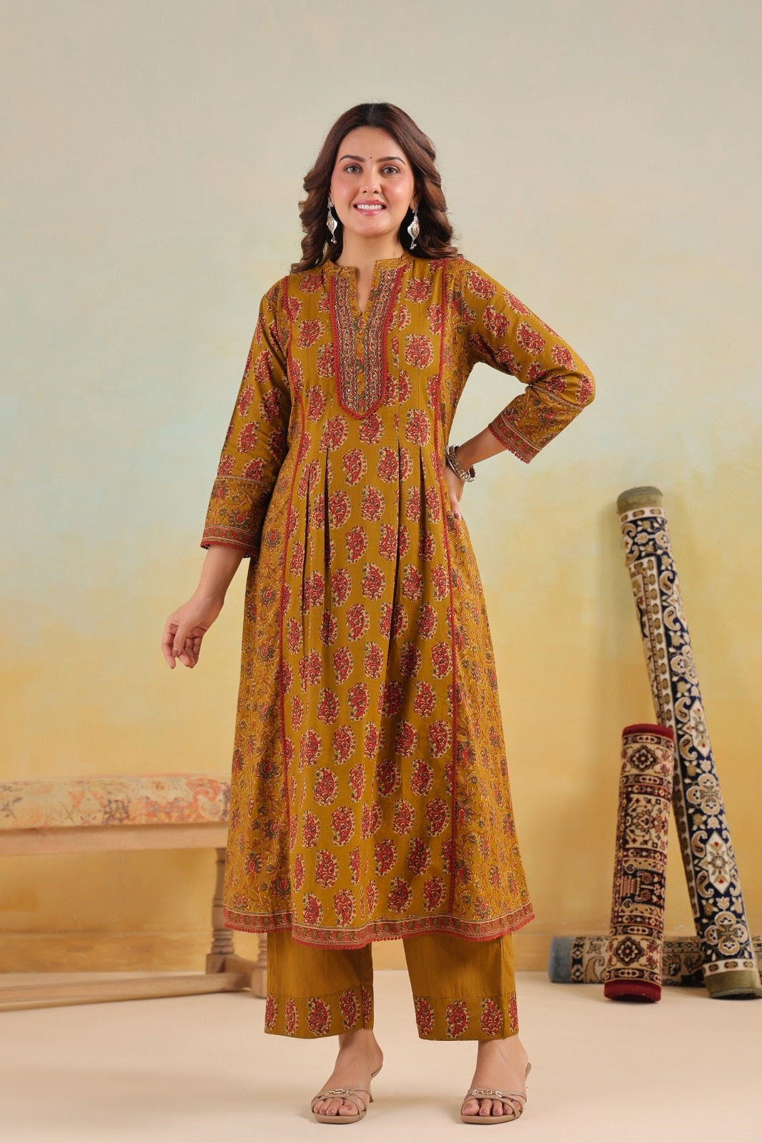 Mogra Mustad Premium Cotton A Line Suit Set