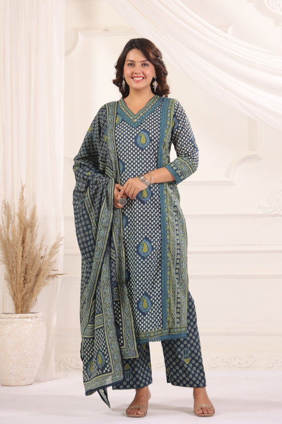Madhavi Blue Cotton Salwar Suit Set For Women