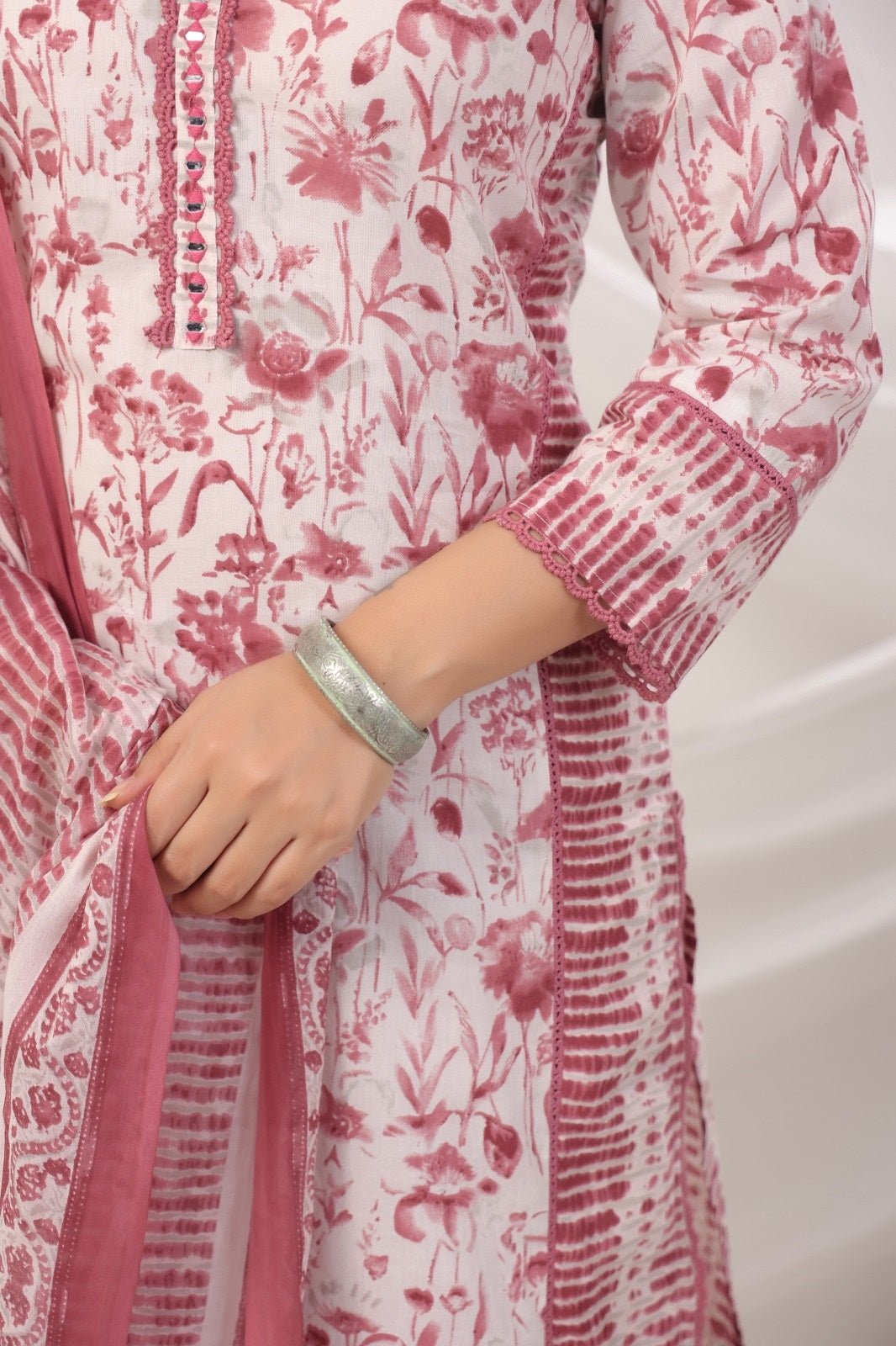 Fiza Pink(Rust) Cotton Suit Set