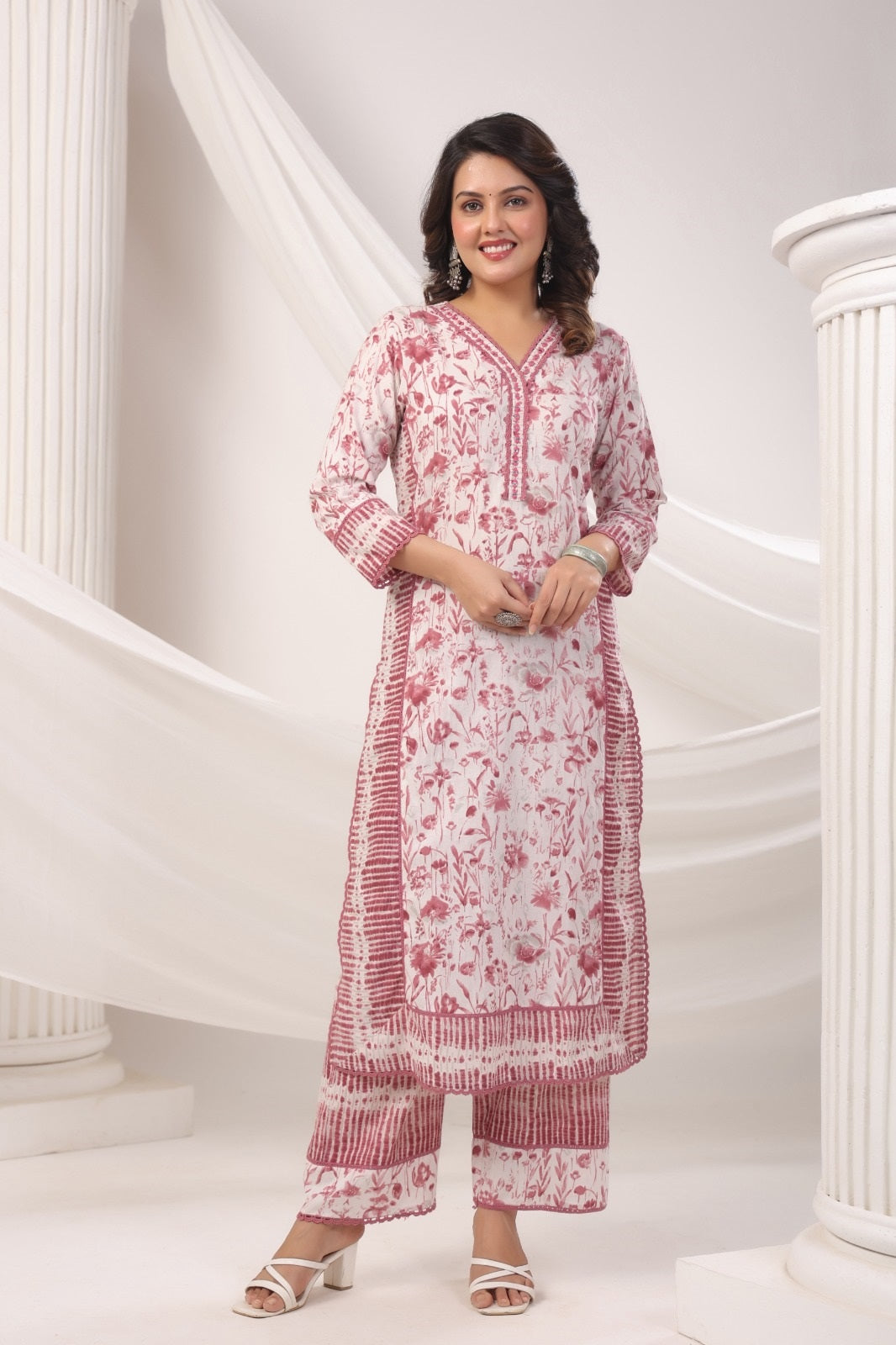 Fiza Pink(Rust) Cotton Suit Set