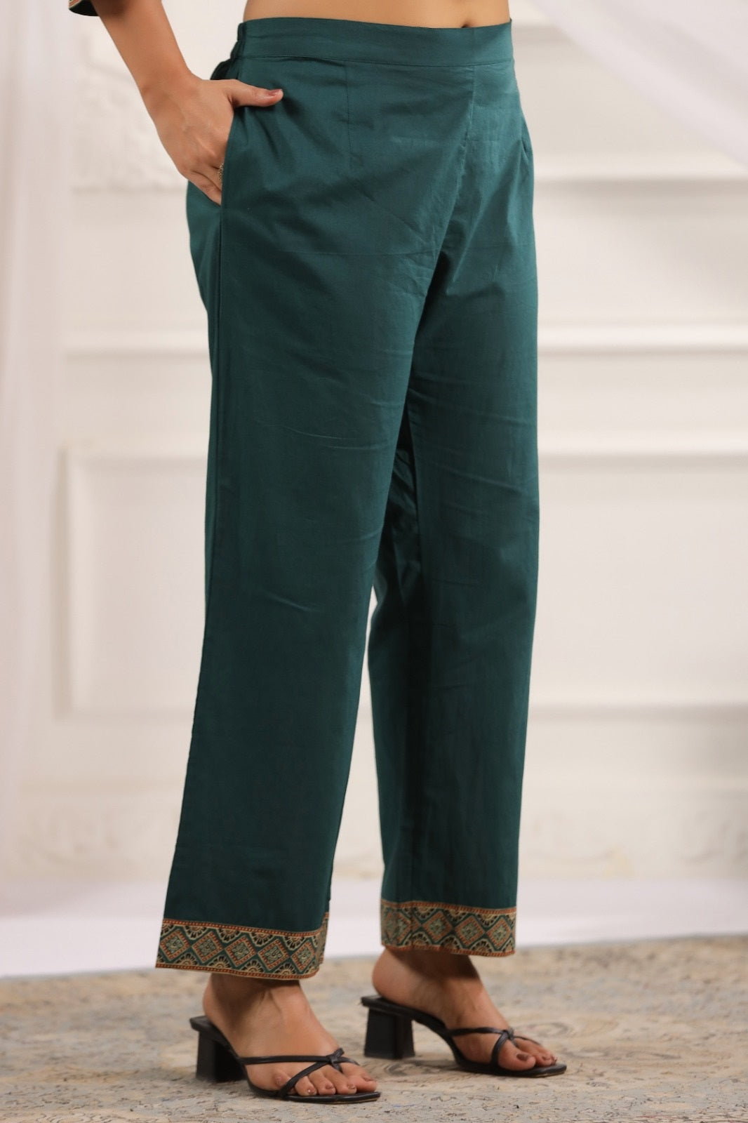 Kanika Green Cotton A Line Suit Set