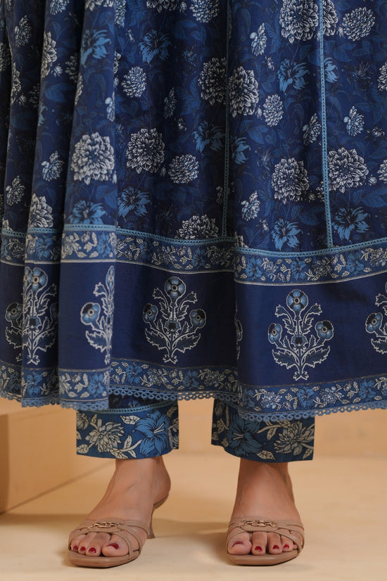 Lavanya Blue Cotton Anarkali Suit Set