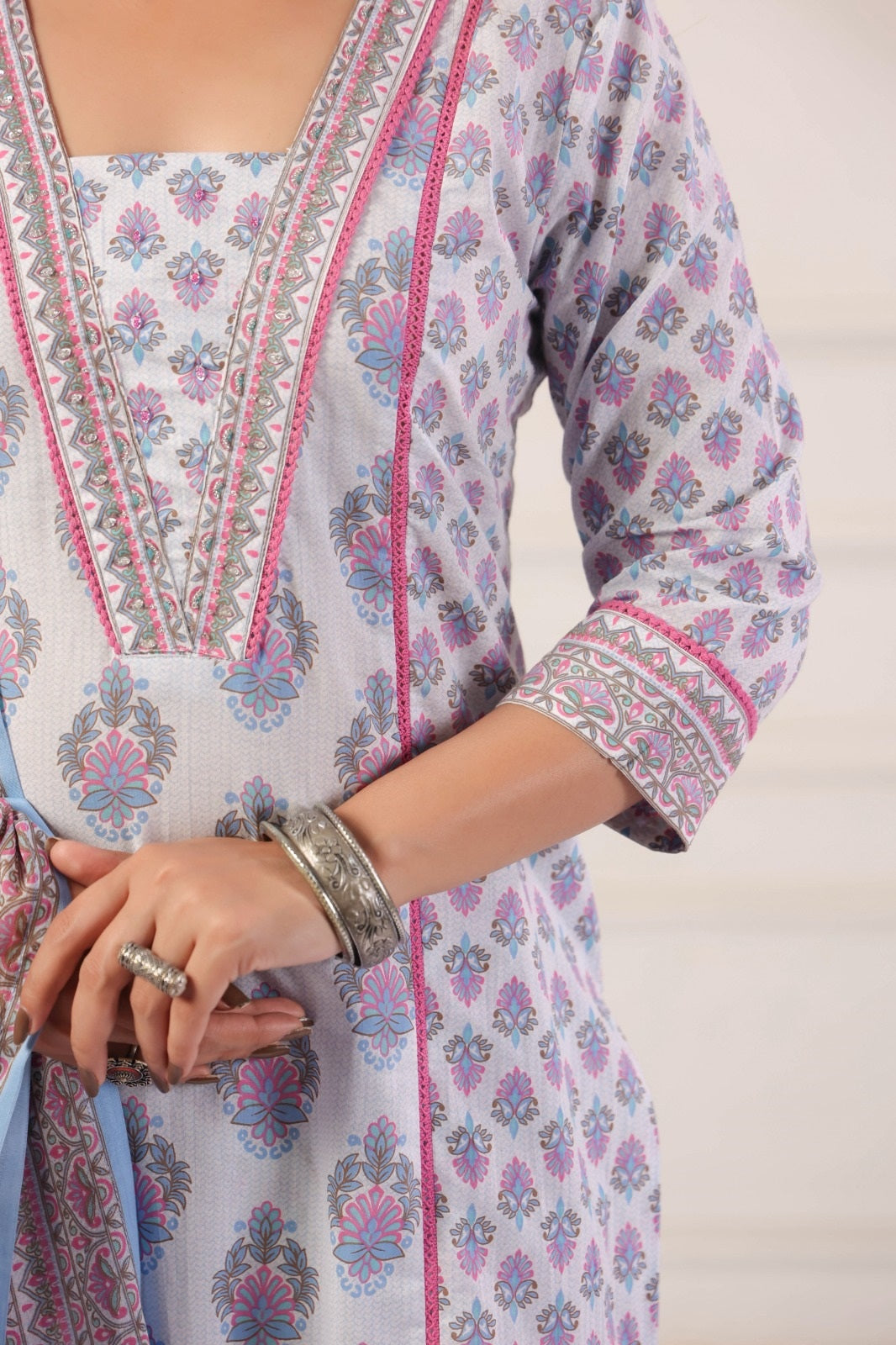 Parvati Blue Cotton Salwar Suit Set For Women