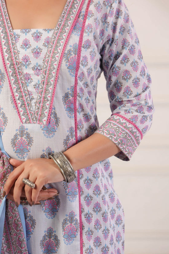 Parvati Blue Cotton Salwar Suit Set For Women