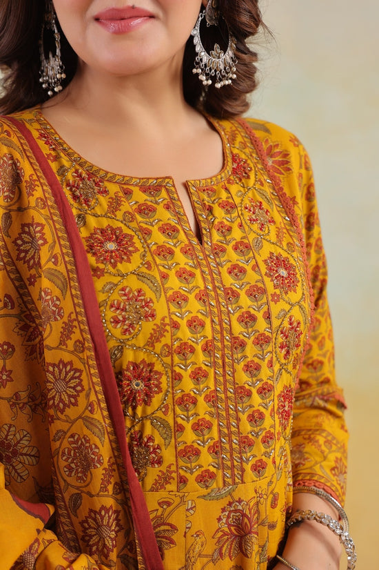 Aadhya Mustard Cotton Anarkali Suit Set