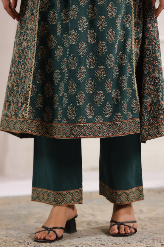 Kanika Green Cotton A Line Suit Set