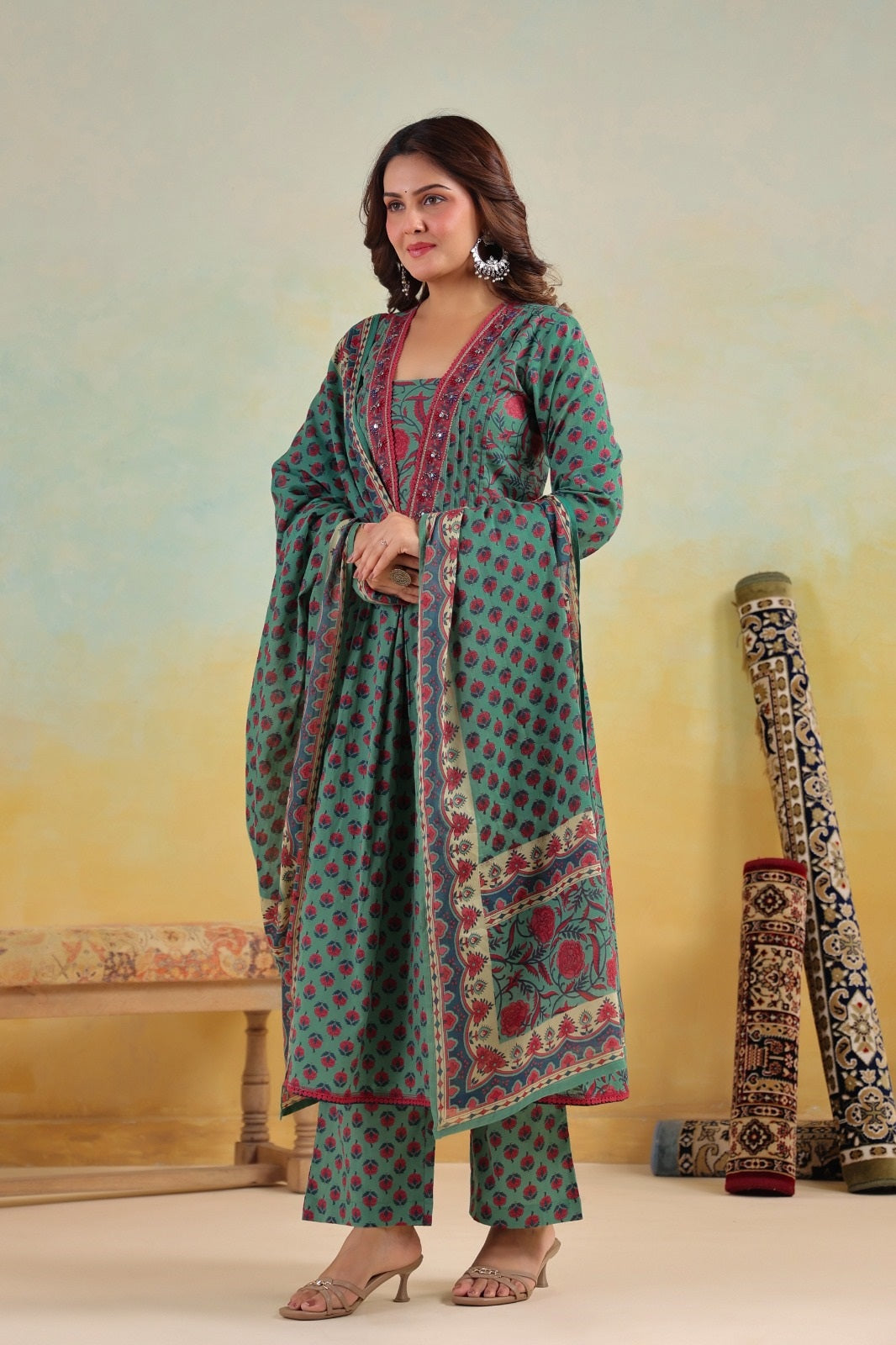 Nora Green Cotton A Line Suit Set
