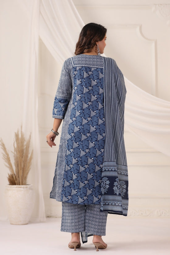 Jeevika Indigo Blue Cotton Suit Set For Women
