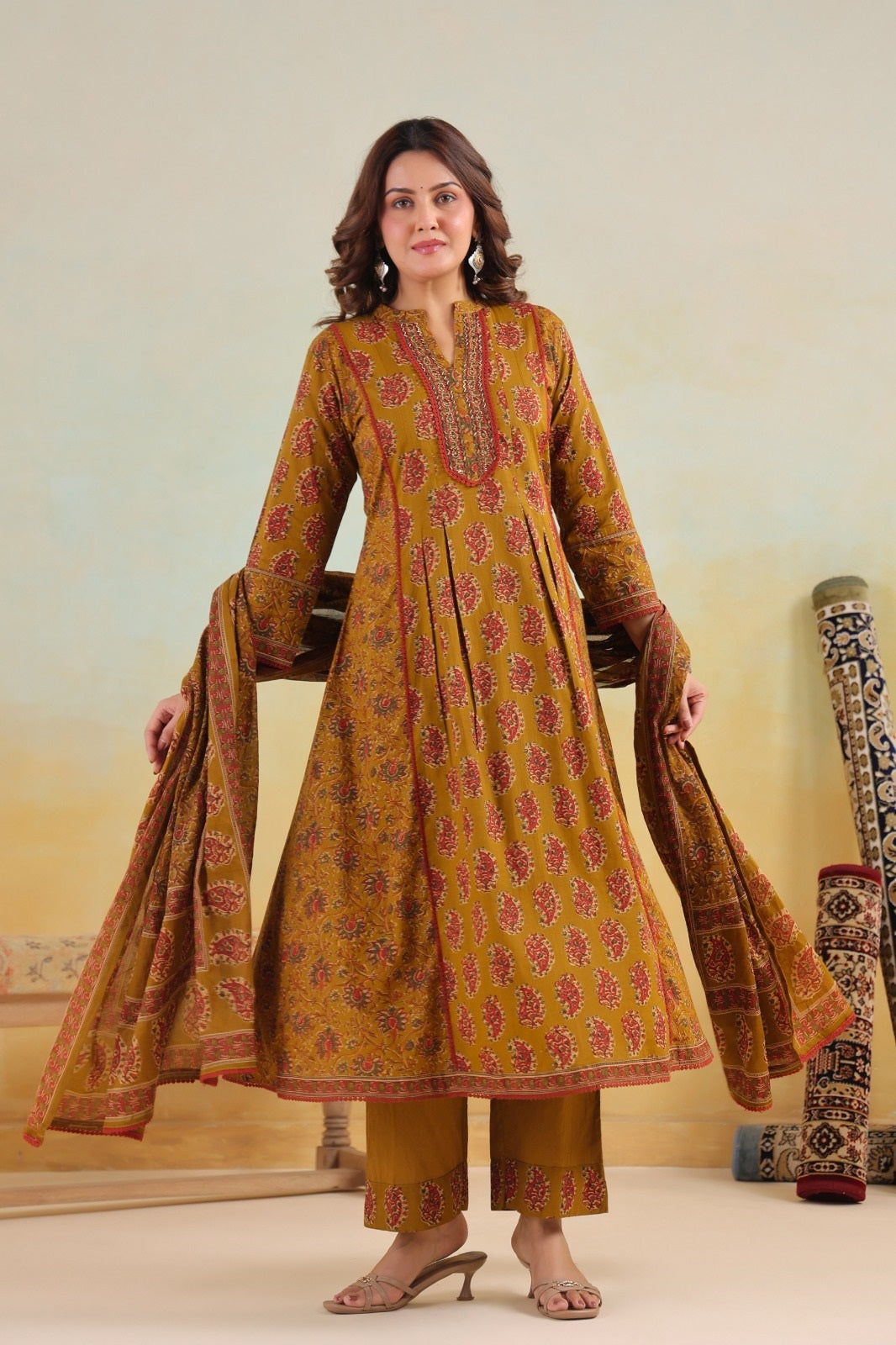 Mogra Mustad Premium Cotton A Line Suit Set