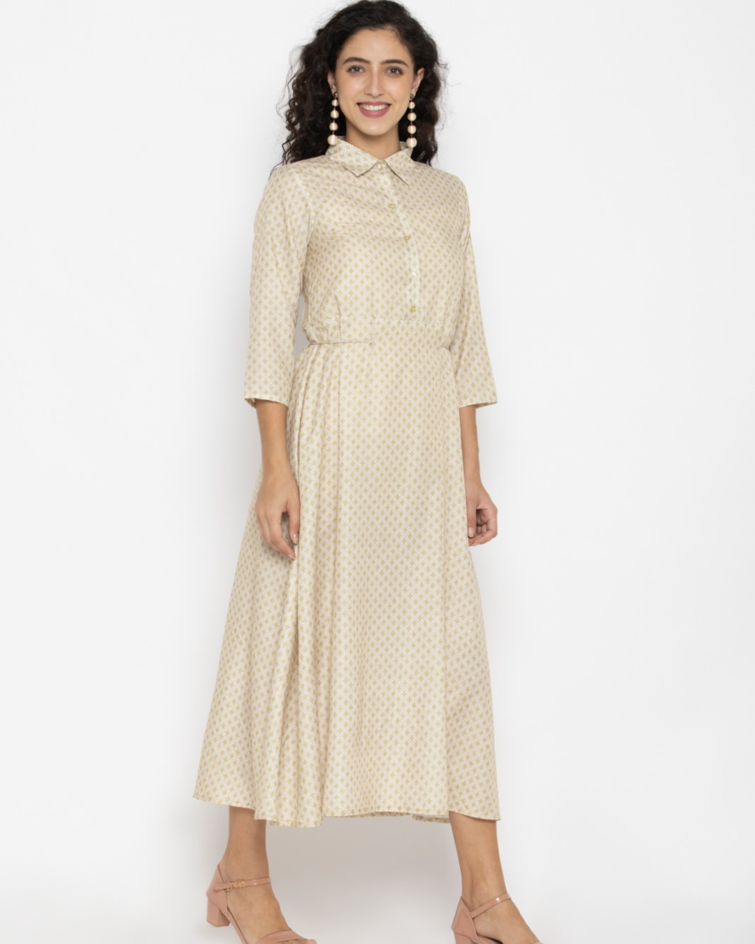 Cream Colored Midi Dress