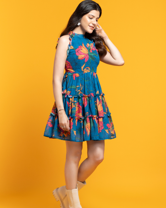 Little Desire Blue Lotus Short Dress