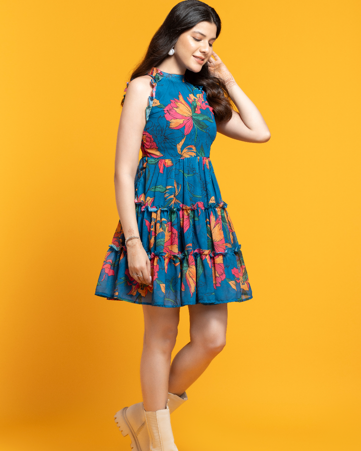 Little Desire Blue Lotus Short Dress