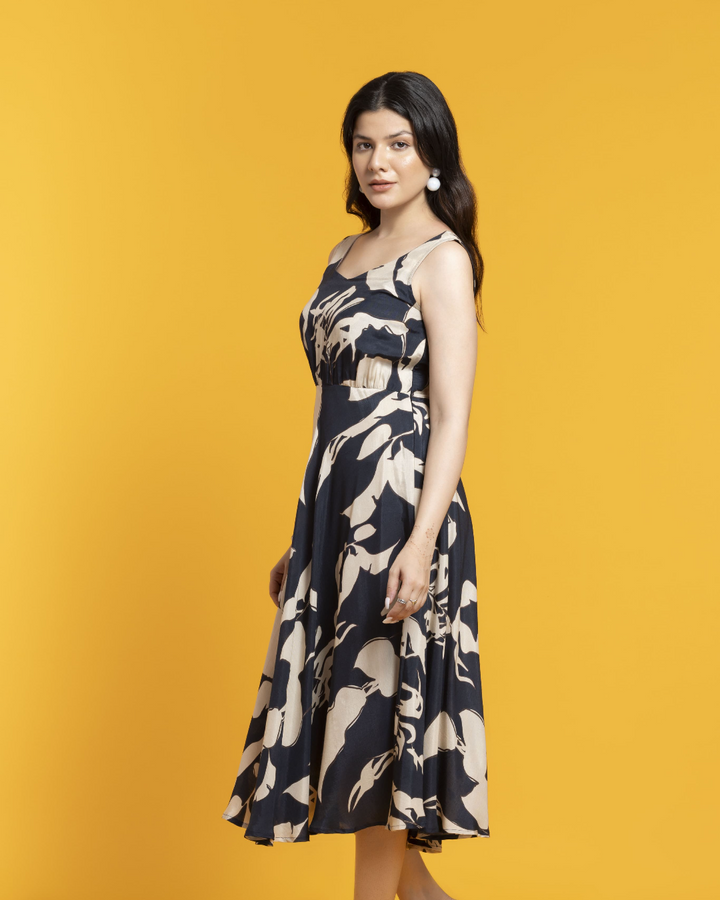 Blue Angel Abstract Printed Midi Dress