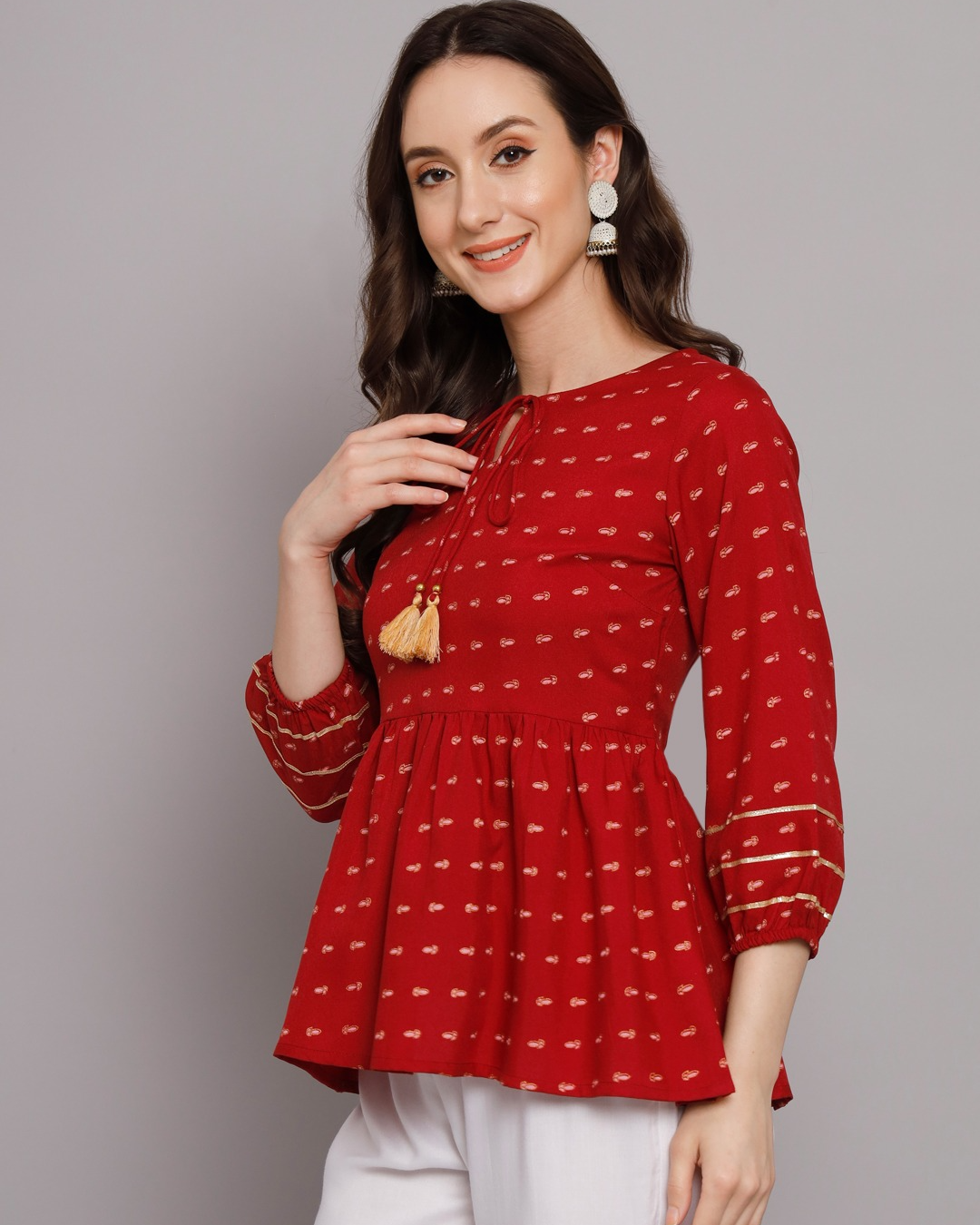Go Desi Maroon Casual Outing Top