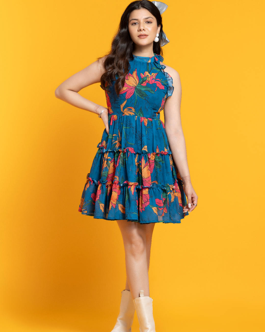 Little Desire Blue Lotus Short Dress