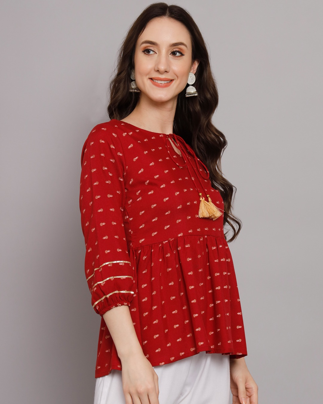 Go Desi Maroon Casual Outing Top