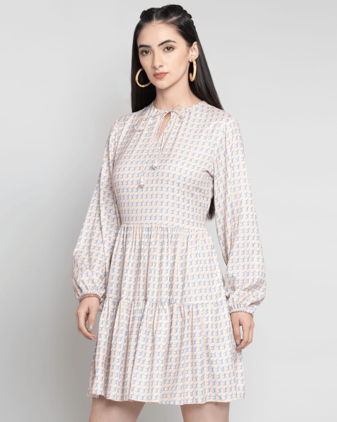 Boho Chic Pastel Grey Short Dress