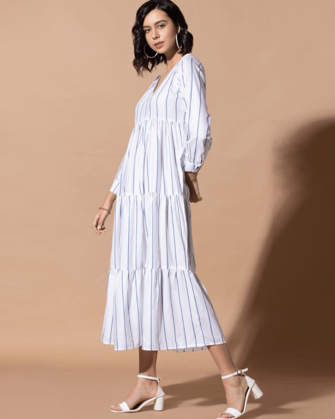 Ruffle Helm White Maxi Dress