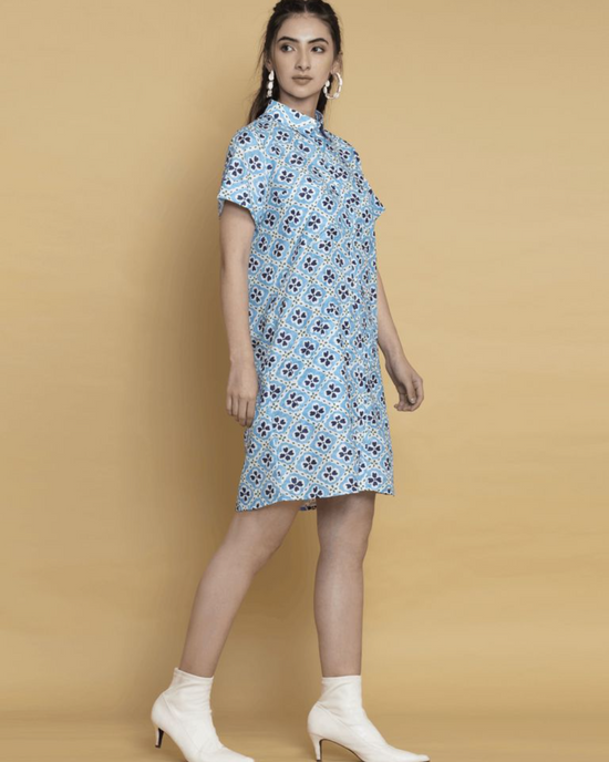 Retro Blue Full Length Shirt