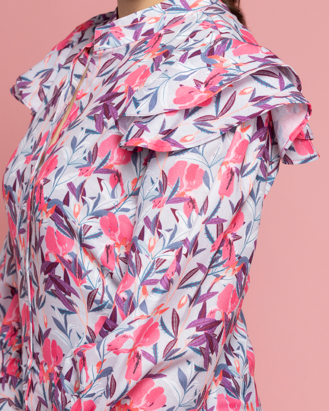 Pink Ruffled Jamaican Top