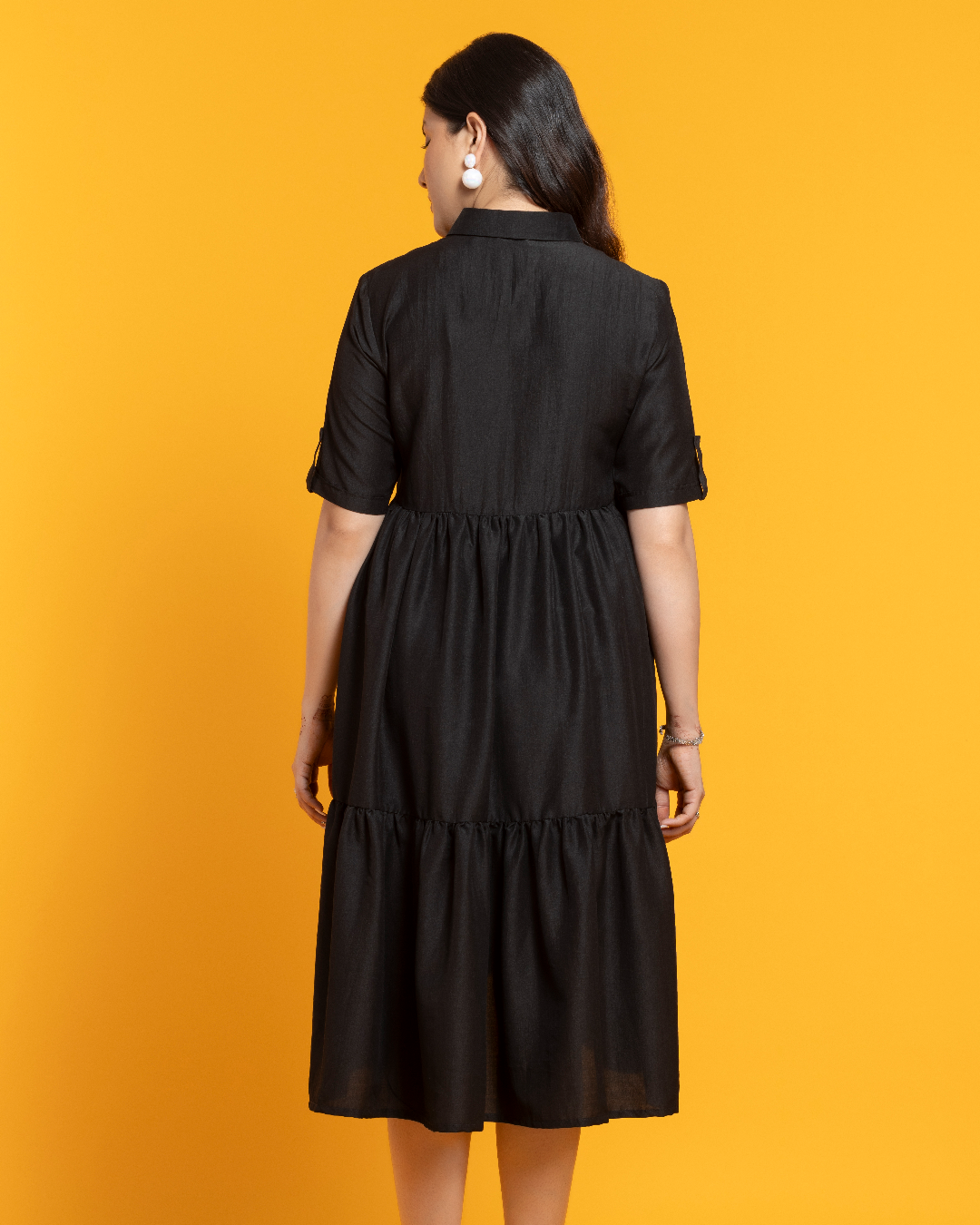Black Tiered Midi Dress