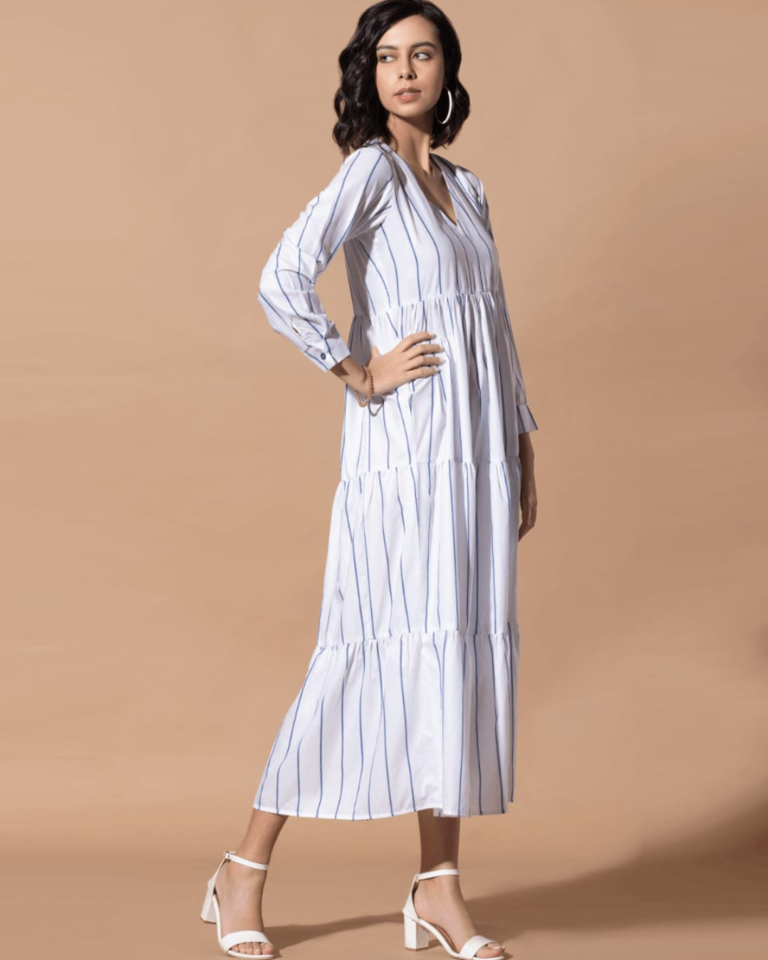 Ruffle Helm White Maxi Dress