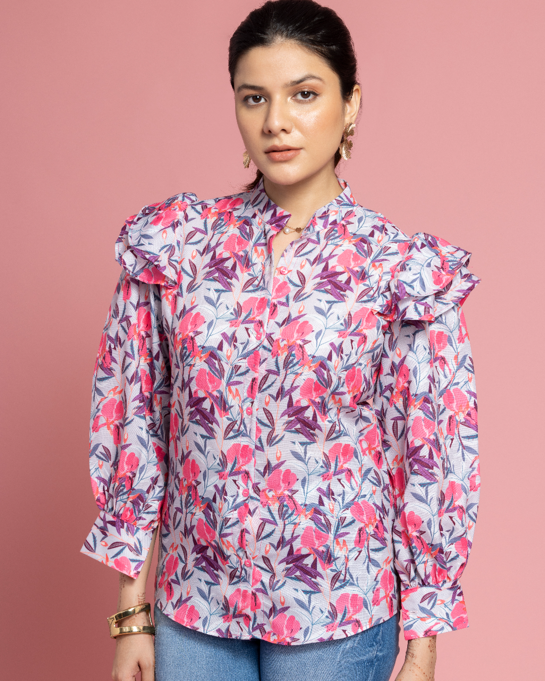 Pink Ruffled Jamaican Top