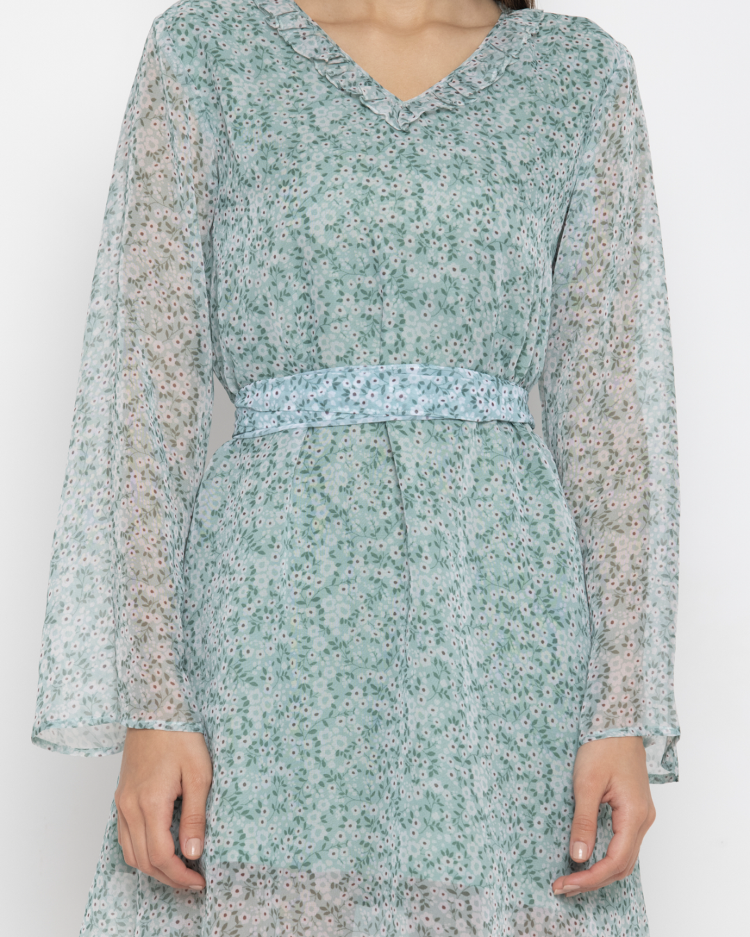 Ocean Green Georgette Short Dress